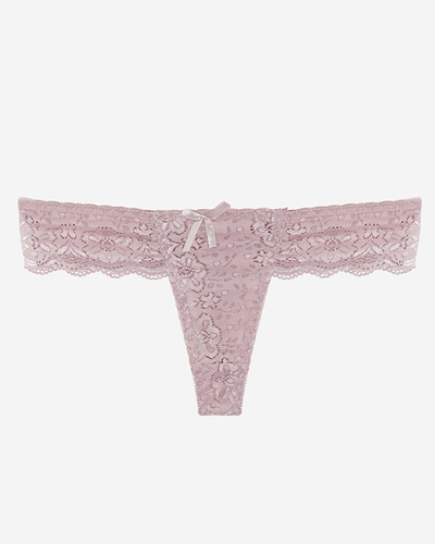 Dark pink women's lace thongs with inscriptions - Underwear