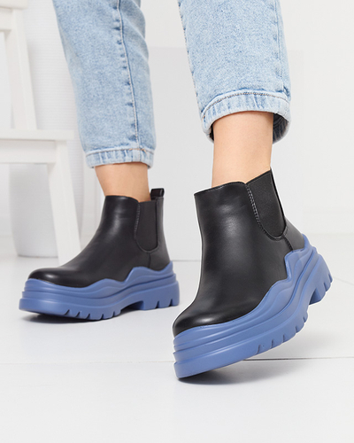 Sieviešu melni slip-on zābaki uz violetas Beja zoles - Apavi