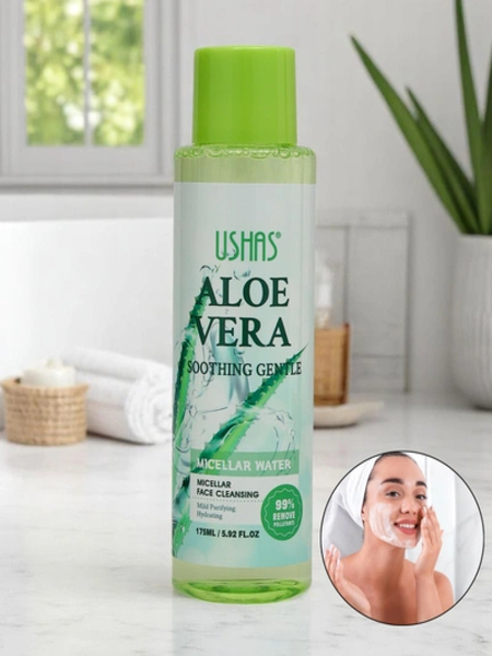Soothing and moisturizing micellar cleansing water with aloe vera for makeup removal