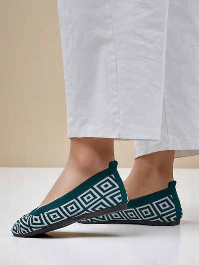 Royalfashion Fabric women's ballet flats with a geometric print Metric