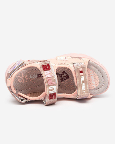 Pink children's sandals with patches Netiks - Footwear