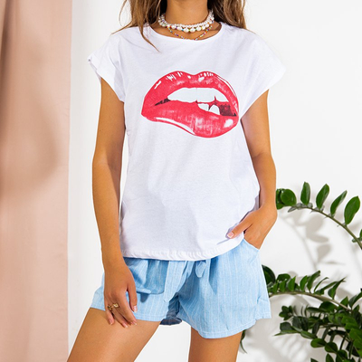 Women's white printed T-shirt - Clothing