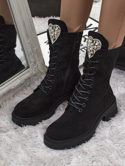 Eko zamszowe sznurowane botki damskie Emelune