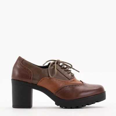 OUTLET Dark brown Tiarino women's half shoes on a post - Footwear