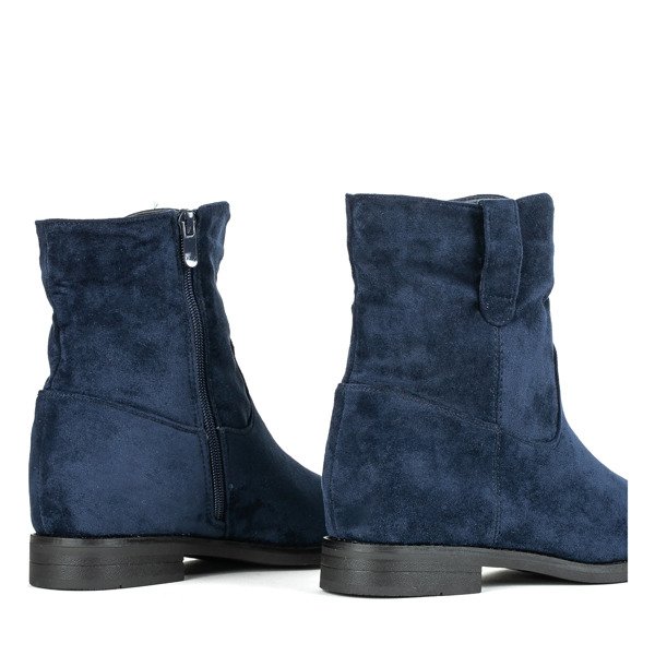 Granatowe botki na krytym koturnie Kely - Obuwie