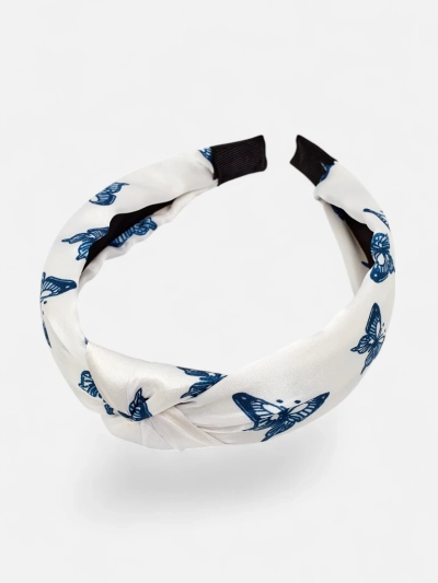 Royalfashion Plaid Headband with Butterflies Butterfly Weave