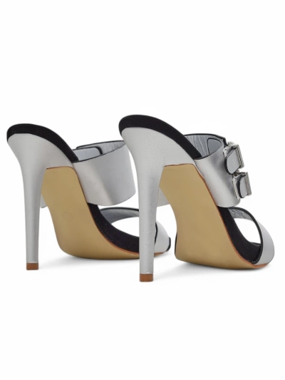 Aletheia silver stiletto sandals 12cm ecological leather straps