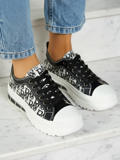 Sneakers Livia w Kolorze Czarno-Białym z Platformą
