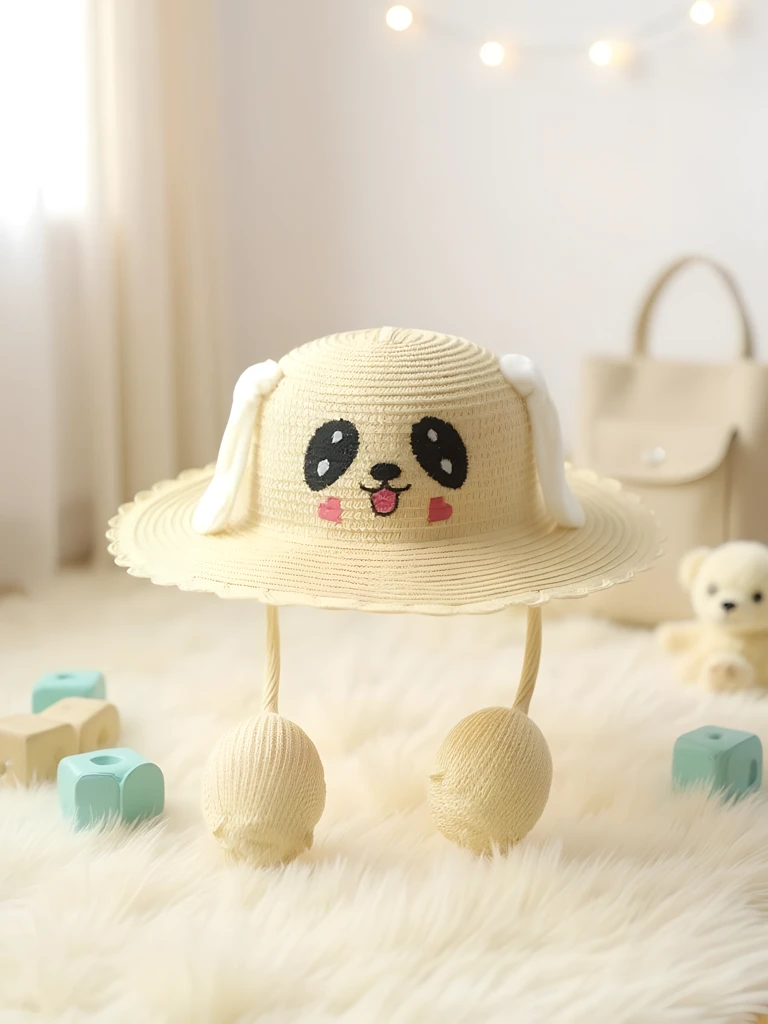 Royalfashion Children's Straw Hat Puppy Paws Hat