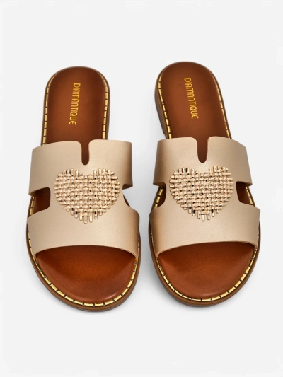 Royalfashion Sieviešu flip-flopi ar sirdi Zelta sirds