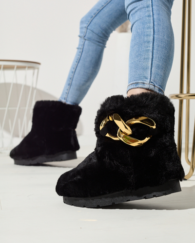 Royalfashion Black women's a'la snow boots with fur Sattopa