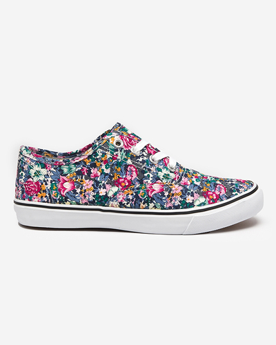 Navy blue women's sneakers with flowers Surfi - Footwear