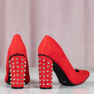 Red studded pumps on a higher post Madderse - Footwear