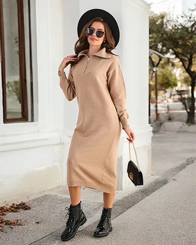 Royalfashion Women's long sweater dress