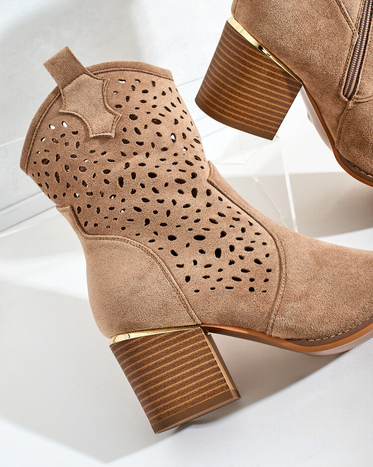 Royalfashion Women's low post openwork Mozie boots