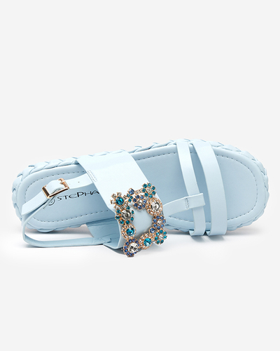 OUTLET Women's blue sandals with a decorative Govy-Footwear buckle