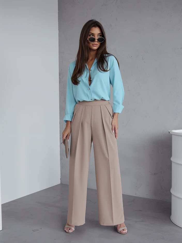 Royalfashion Wide women's trousers with crease