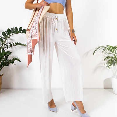 Loose white knitted palazzo trousers - Clothing