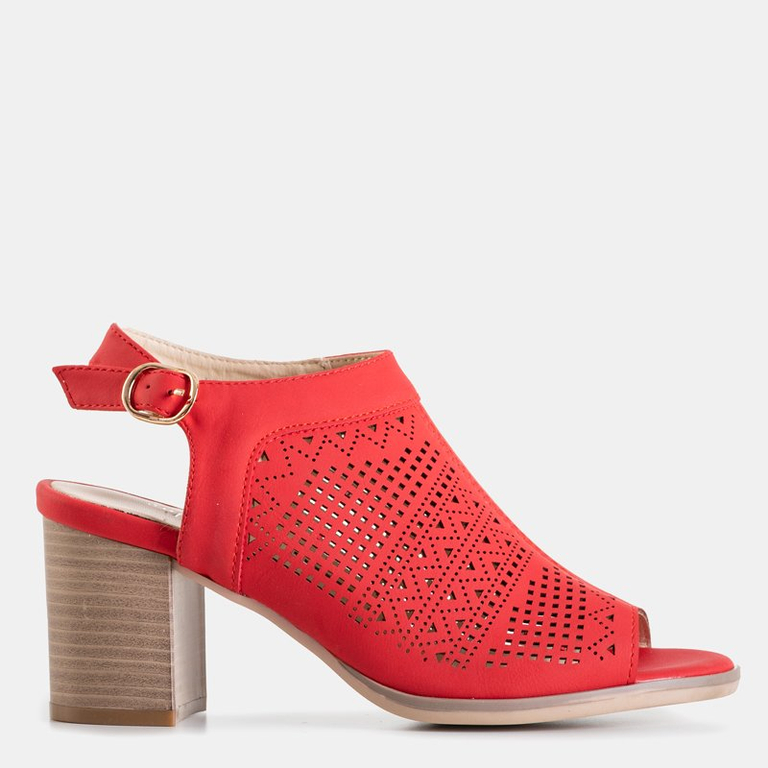 Women's red openwork sandals on the post Elvey - Footwear
