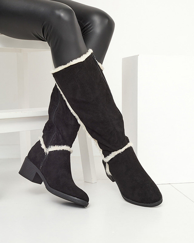 Black women's boots with fur Zerriva- Footwear
