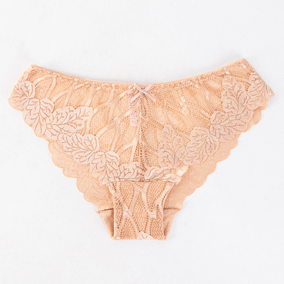 Бежевые женские кружевные трусики