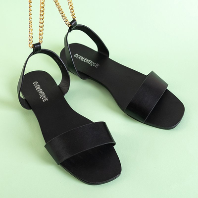 Black women's sandals with a chain Izdylea - Footwear