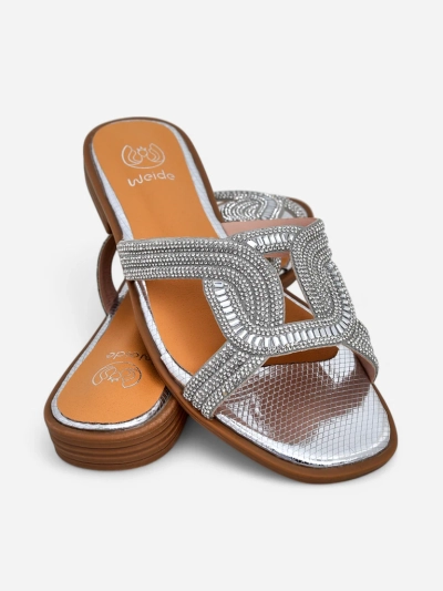 Royalfashion Ariadne silver sandals - flat heel, ecological leather