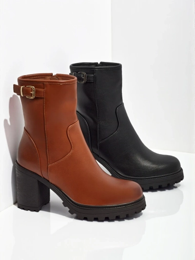 Women's Sylvarra Eco-Leather Ankle Boots with Block Heels