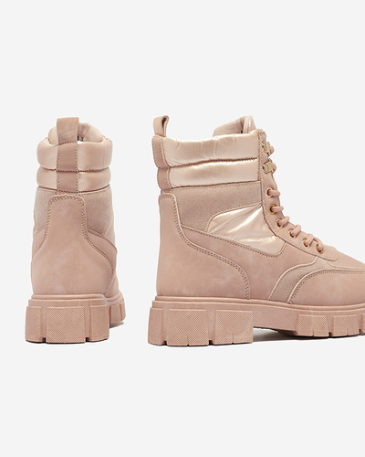 Rozā sieviešu siltinātie trapper zābaki Kasemi- Footwear