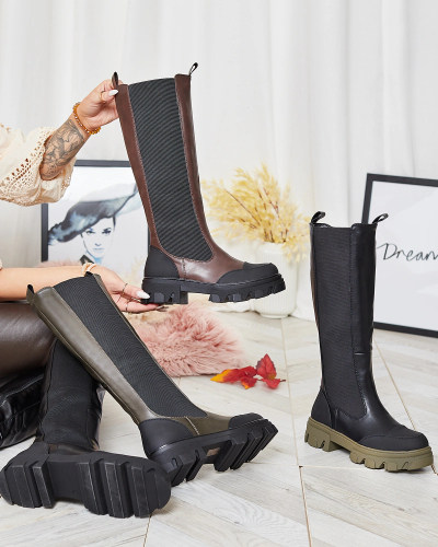 Royalfashion Dark brown women's mid-calf boots Blyss