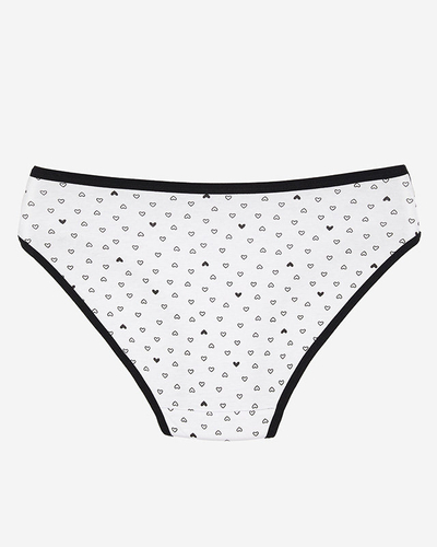White cotton women's panties with hearts pattern - Underwear