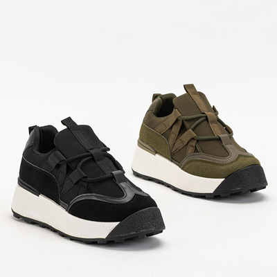 OUTLET Black women's sports shoes with a higher Kanislo sole - Footwear