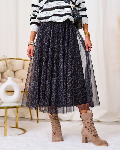 Royalfashion Черная женская двухслойная юбка с модным принтом