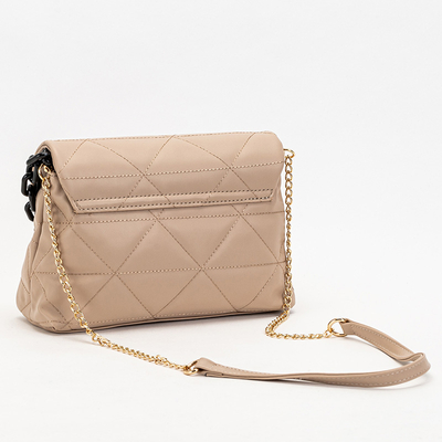 Beige women's quilted handbag - Accessories