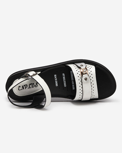 Shiny white women's flat sandals Nafi- Footwear