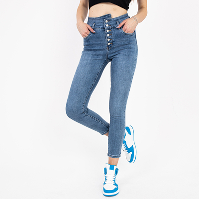 Blue women's high waisted jeans - Clothing