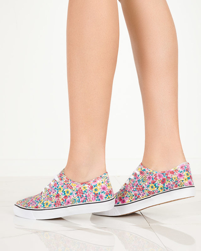 OUTLET Pink women's sneakers with flowers Sertoli - Footwear