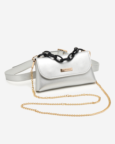 Silver small kidney bag with embossing - Accessories