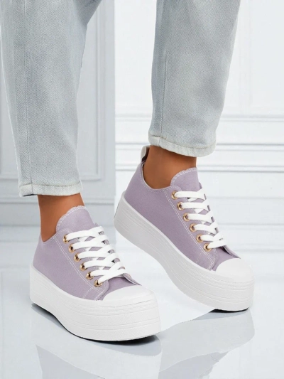 Purple Callista women's platform sneakers – summer/autumn, flat heel