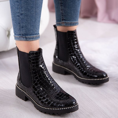 Lakierowane botki ze zwierzęcym tłoczeniem Panya - Obuwie