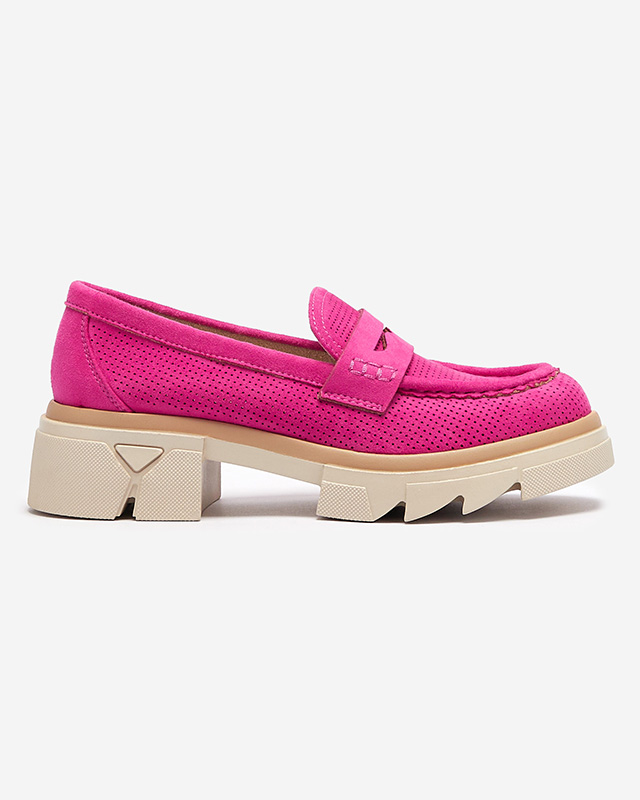 Fuchsia women's openwork moccasins on a solid sole Ejina - Footwear