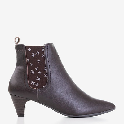 Женские ботильоны темно-коричневого цвета с геометрическим рисунком Alynca  - Обувь