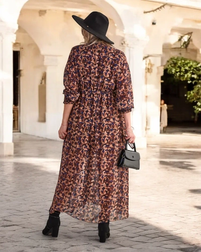 Royalfashion Верблюжье узорчатое женское макси-платье