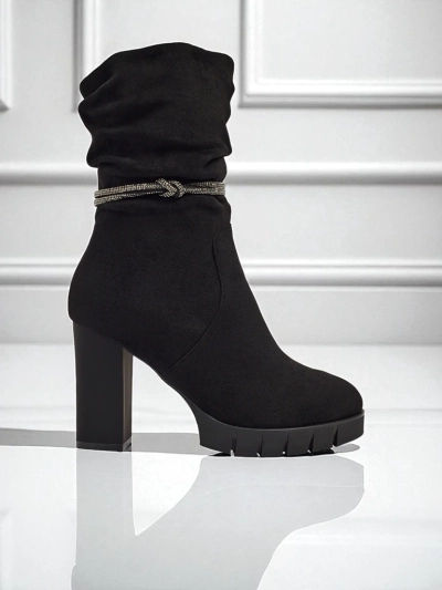 Women's Eco Suede Block Heel Ankle Boots RuneFlicker