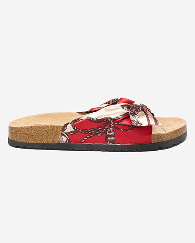 Women's red slippers with a fashionable fabric upper Laneso - Footwear
