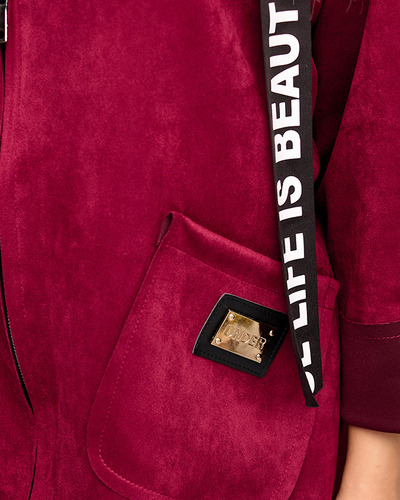 Women's maroon eco-suede jacket - Clothing