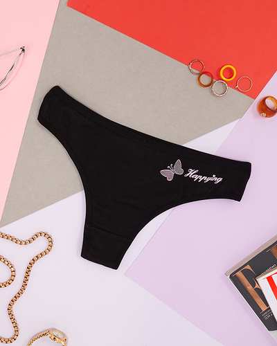 Classic cotton women's thongs in black - Underwear