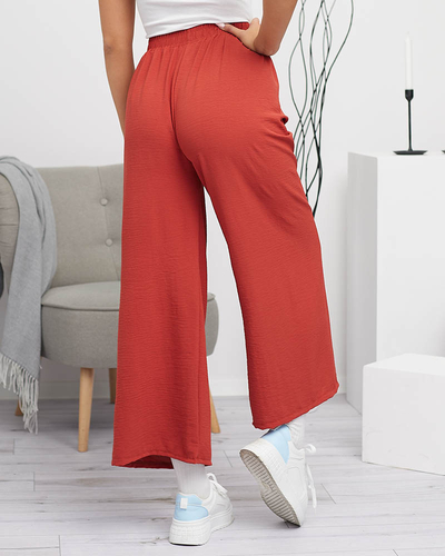 Women's red wide palazzo trousers - Clothing