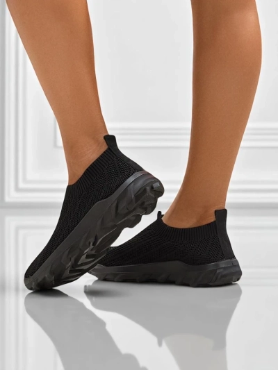 Andromeda Nero Women's Sneakers – black, lightweight textile shoes on a flat sole