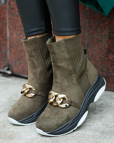 Sieviešu zaļie siltinātie zamšādas zābaki Cuzitta- Footwear